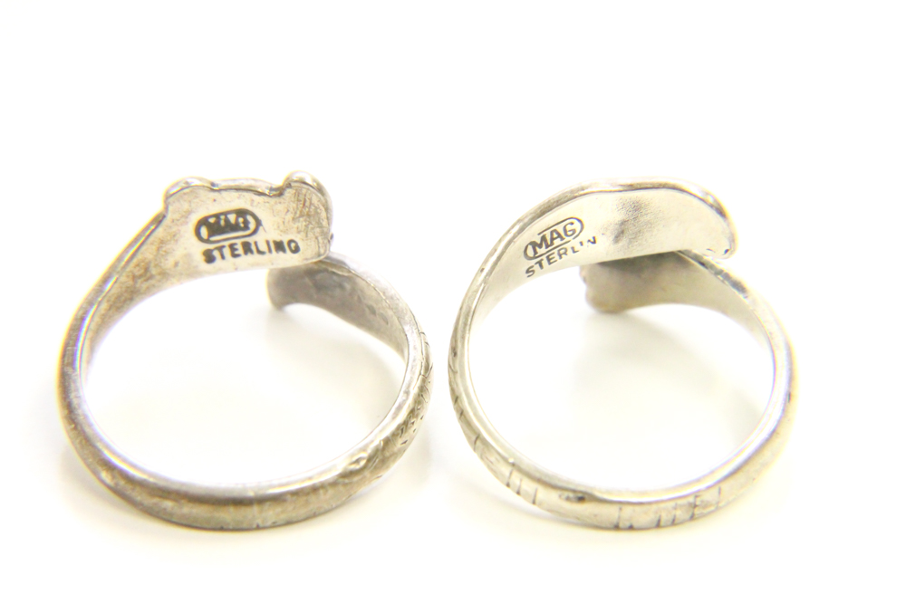 Vintage Sterling Silver Bill J. Wilson Native American Fox, Eagle Bracelet & Rings, Mexican Snake Bracelet