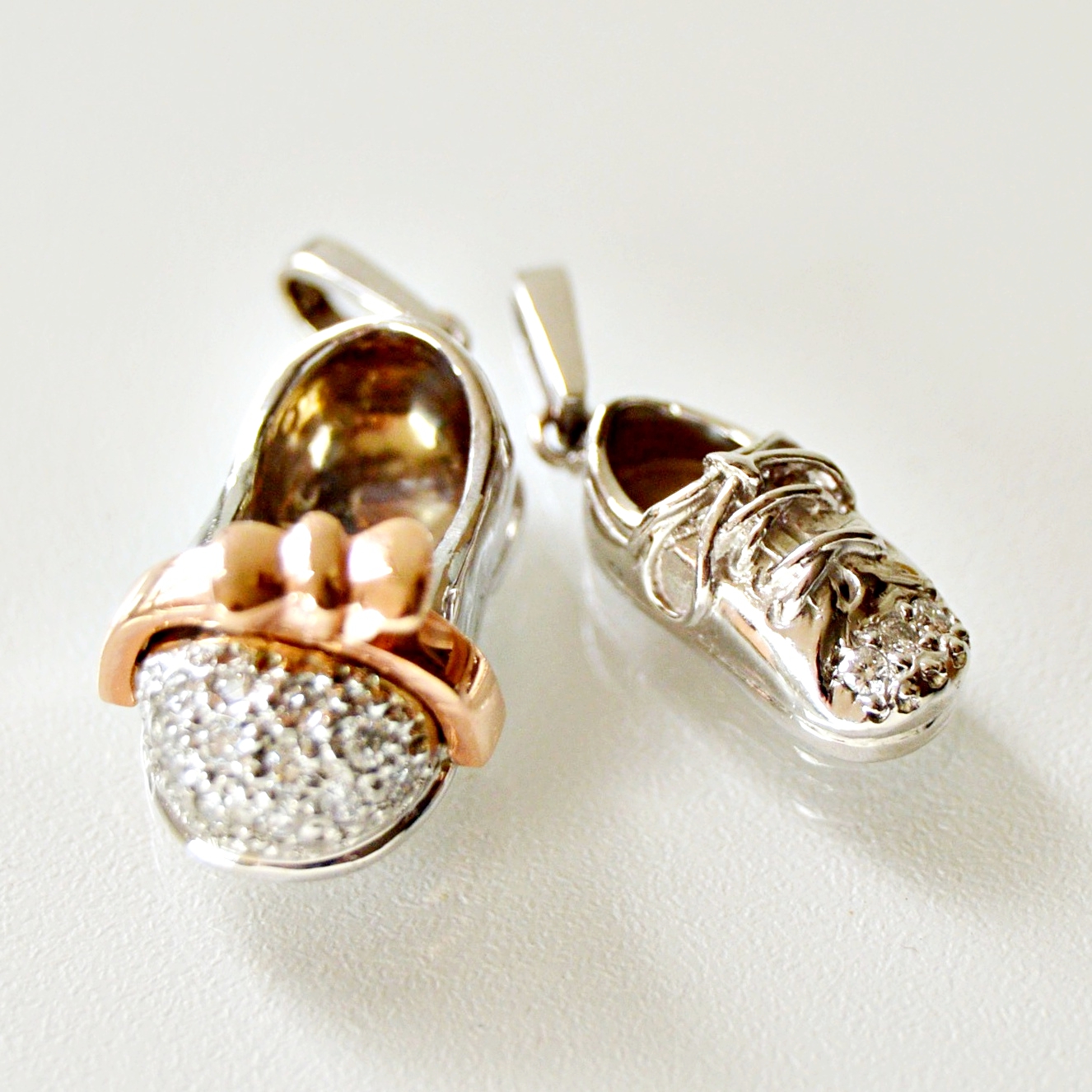 Diamond Baby Shoe Pendants