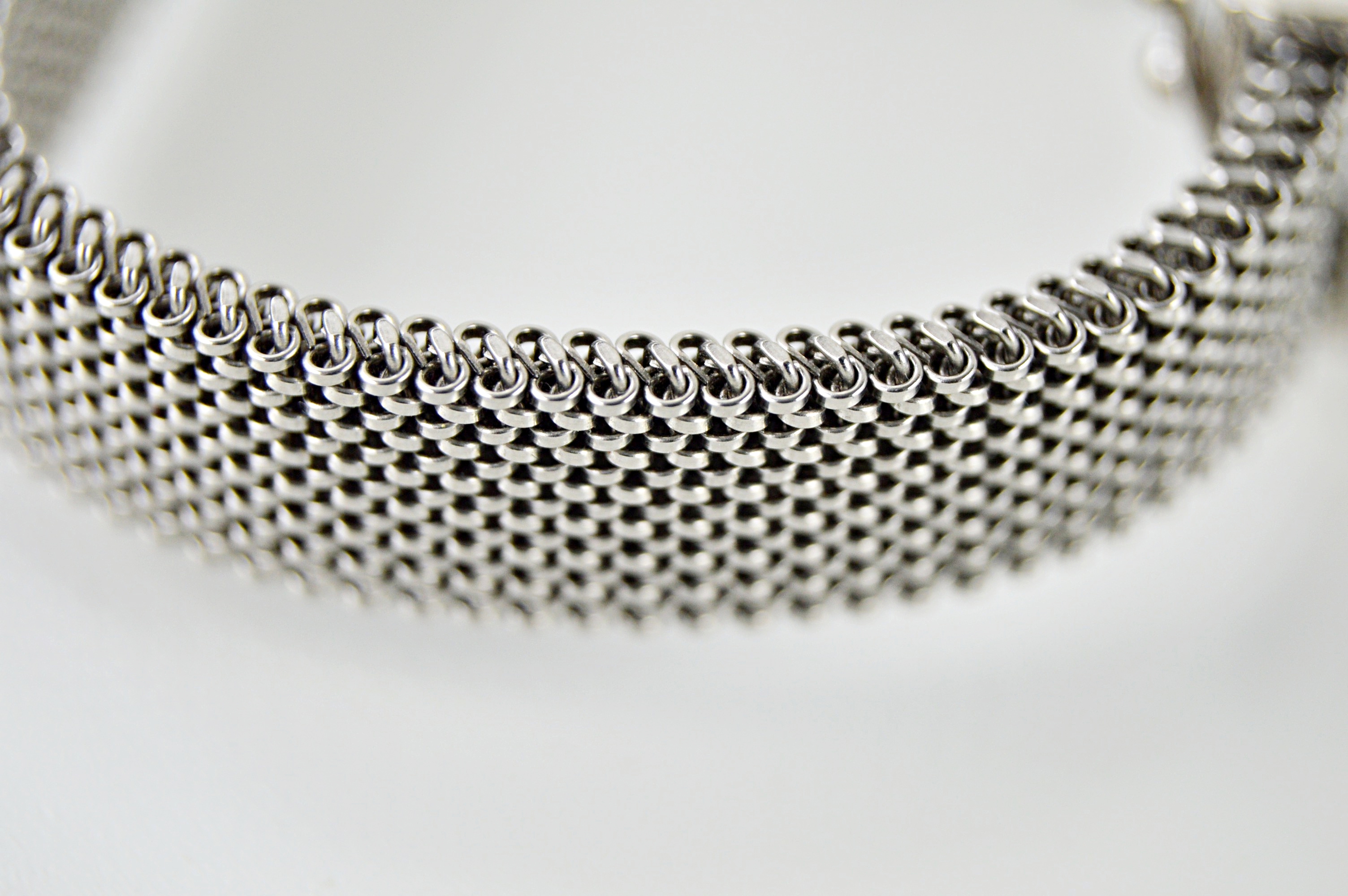 14K Gold and Diamond Charm Mesh Bracelet