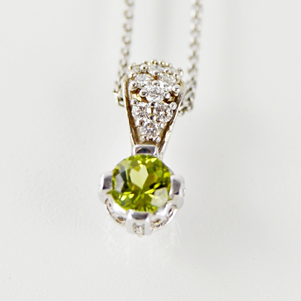 Diamond and Peridot Pendant Necklace