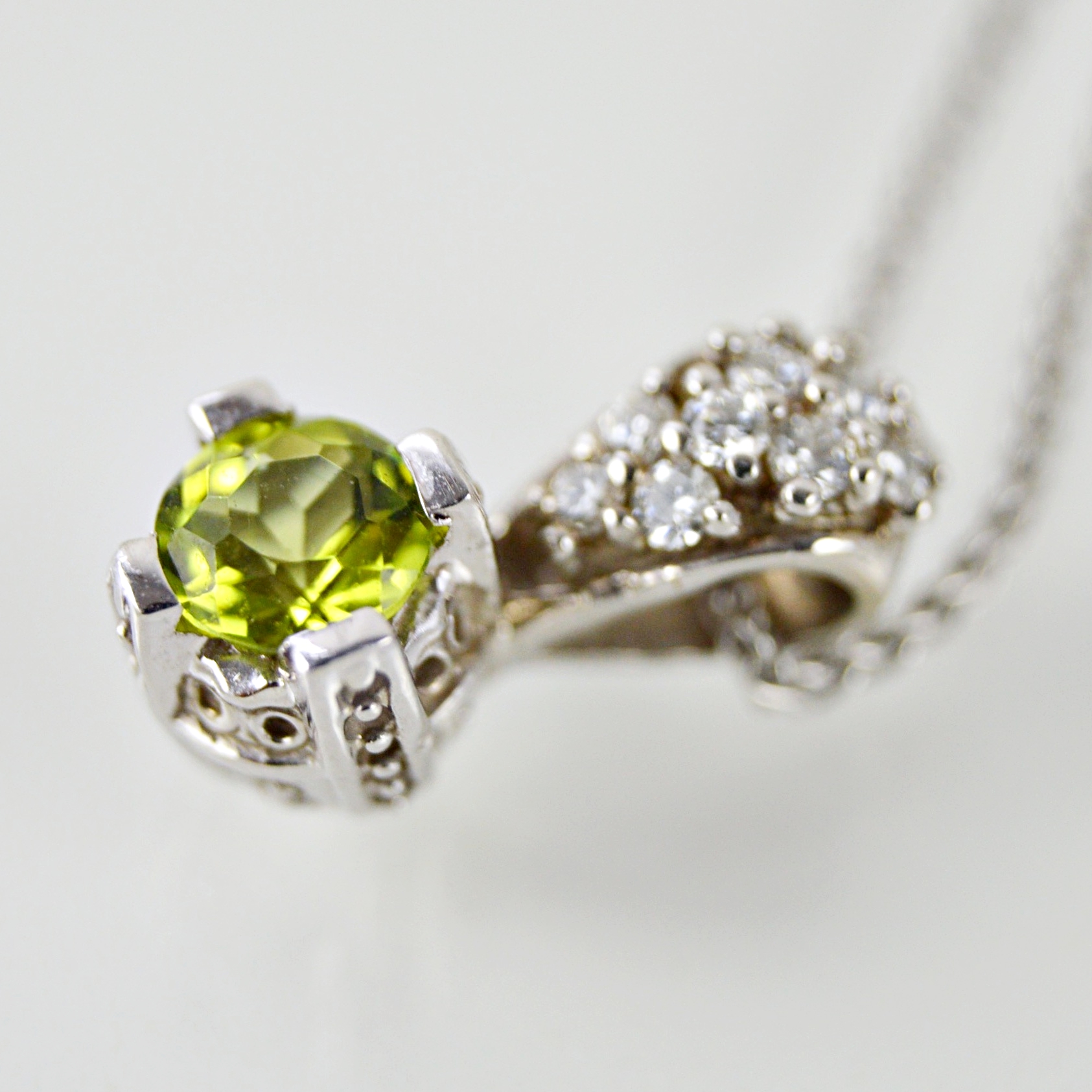 Diamond and Peridot Pendant Necklace
