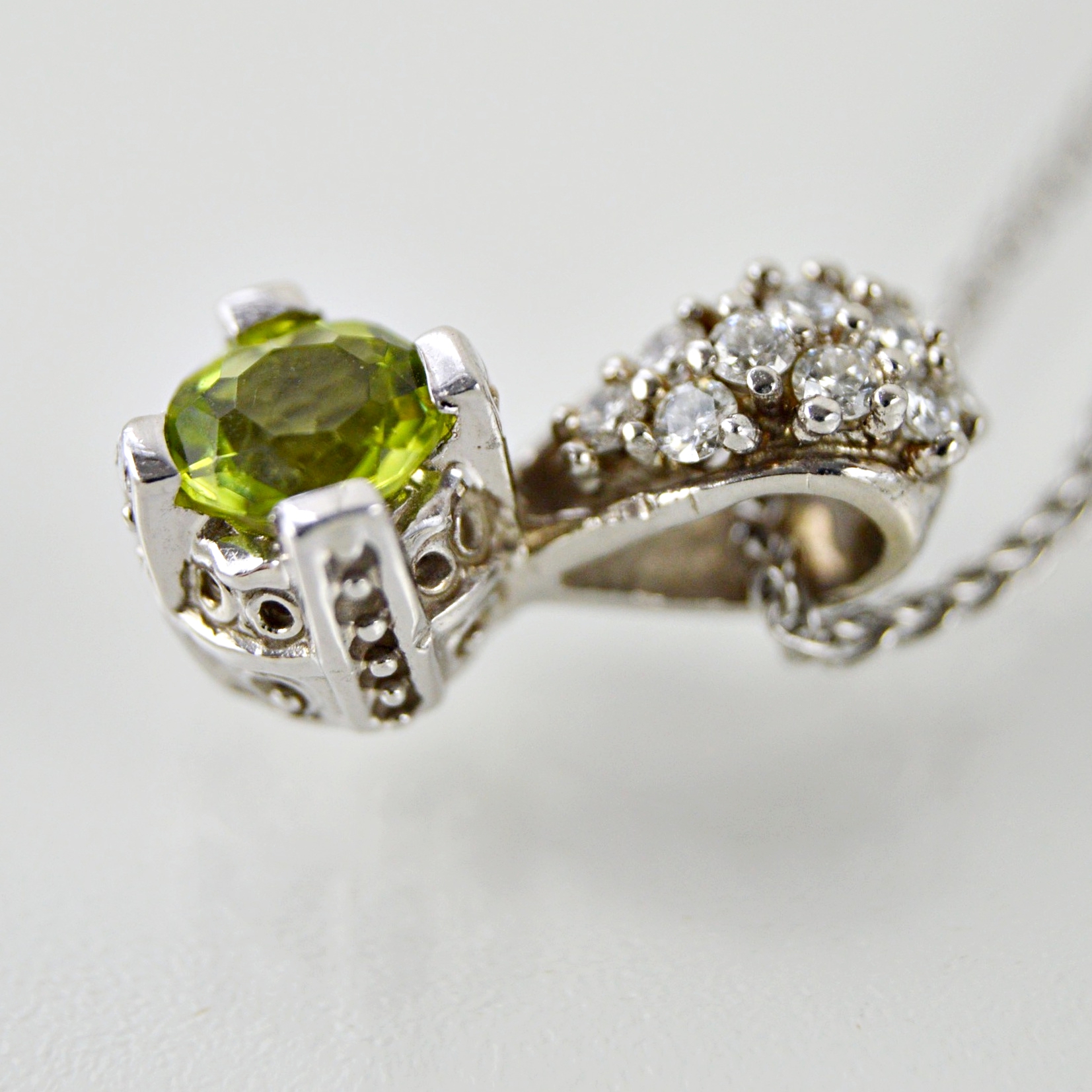 Diamond and Peridot Pendant Necklace