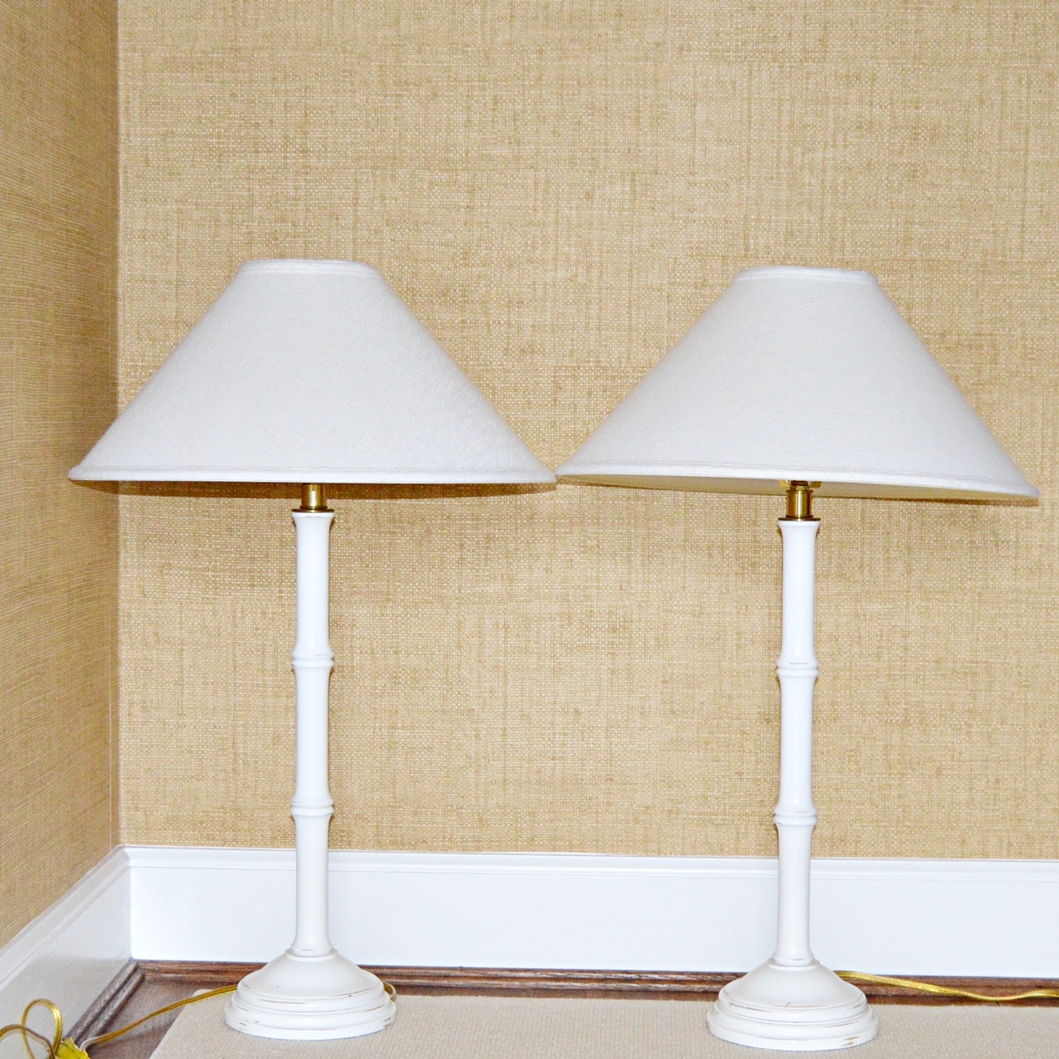 Matching White Bamboo Lamps
