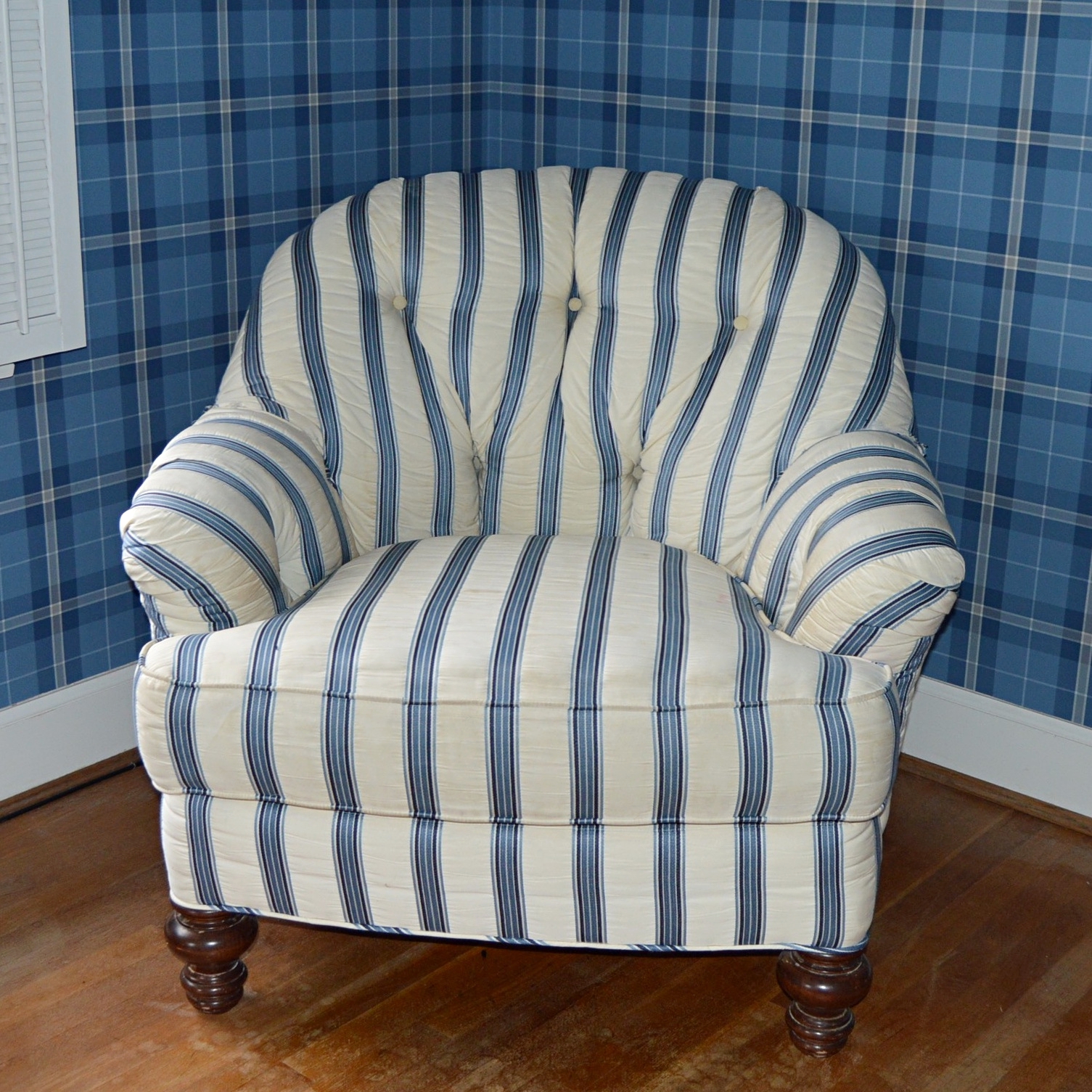 Tufted Striped Club Chair