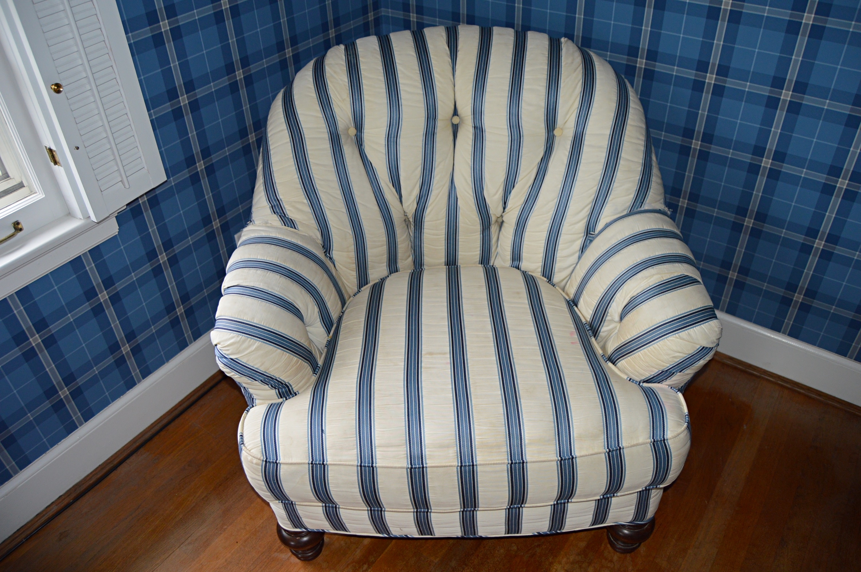 Tufted Striped Club Chair