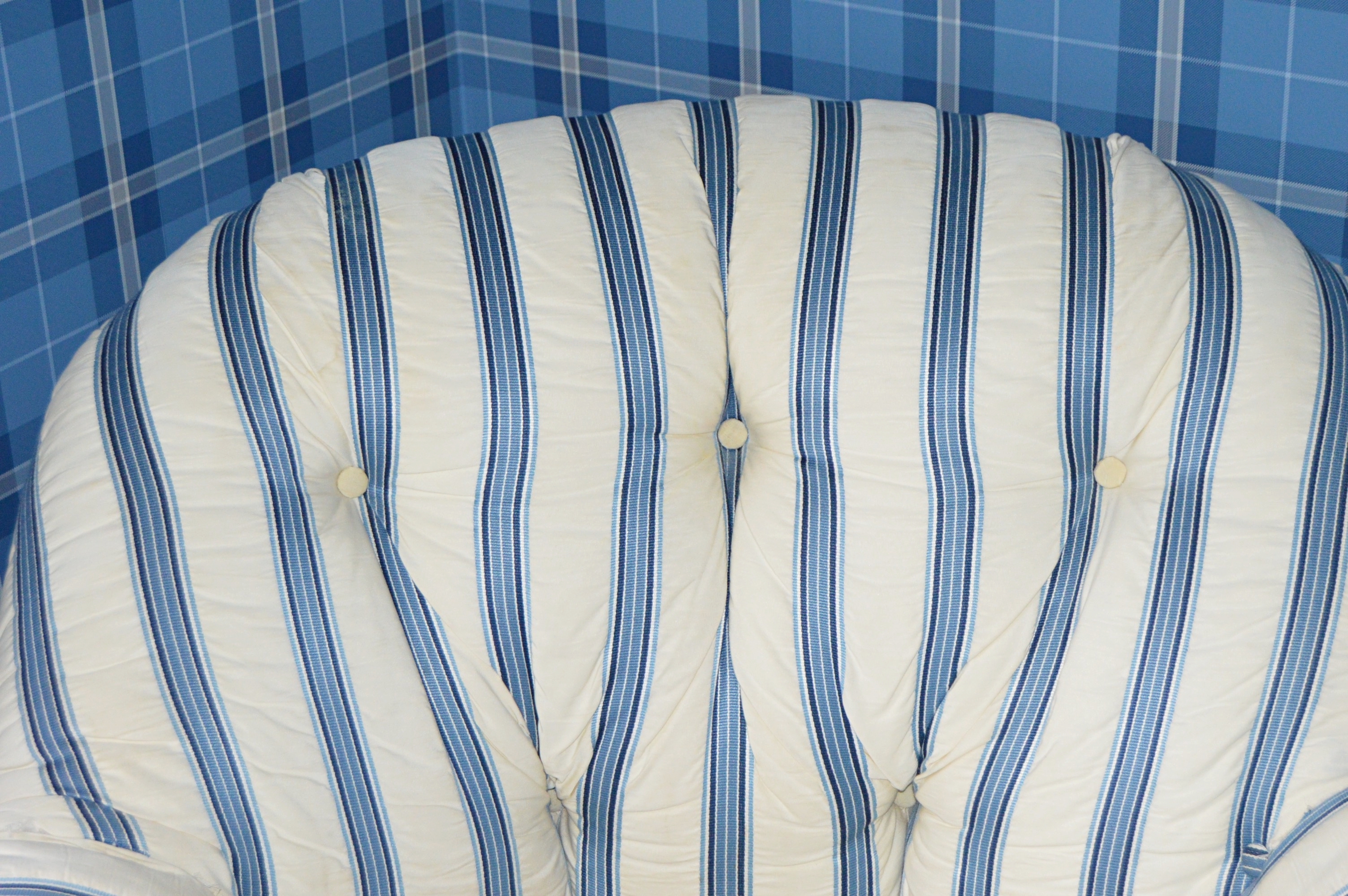 Tufted Striped Club Chair