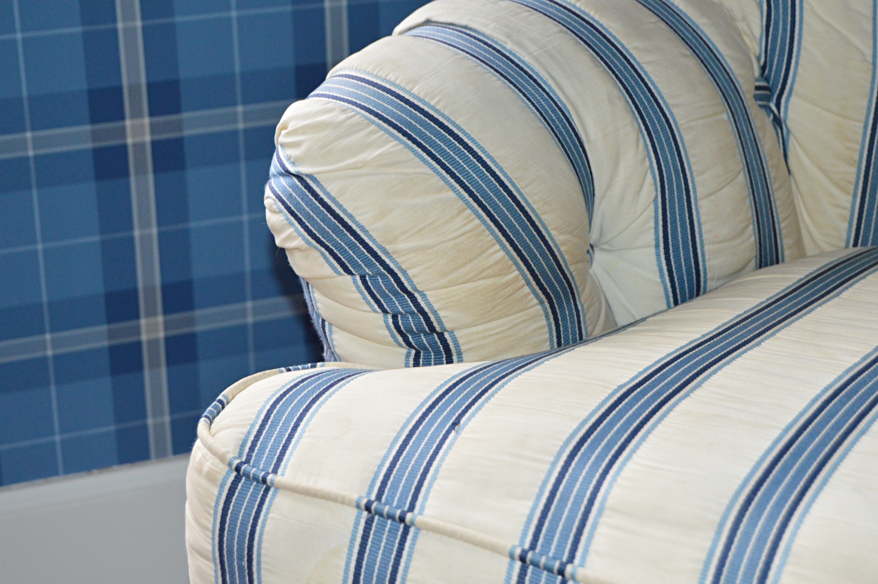 Tufted Striped Club Chair