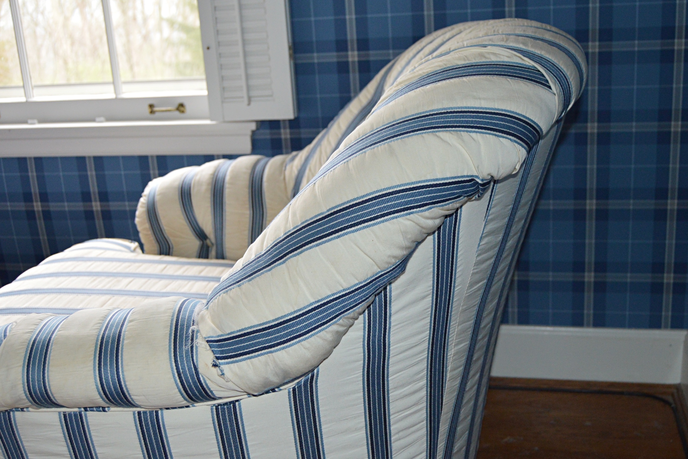 Tufted Striped Club Chair