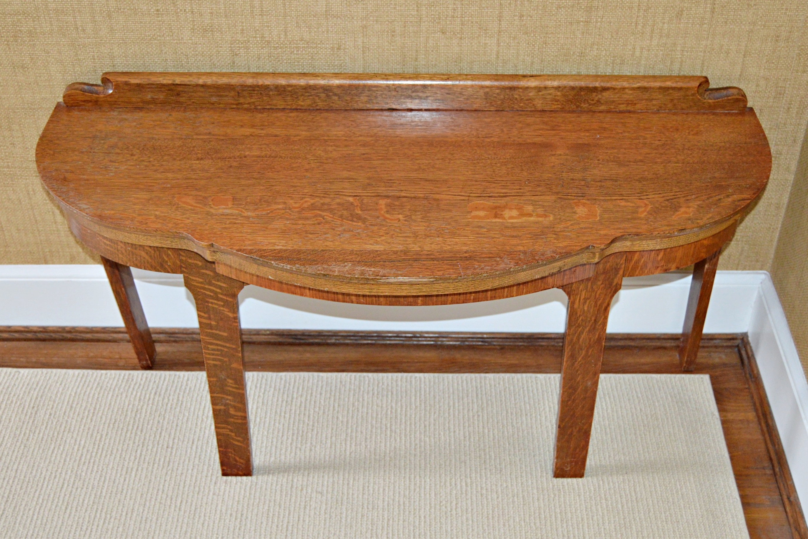 Antique Tiger Oak Demilune Table
