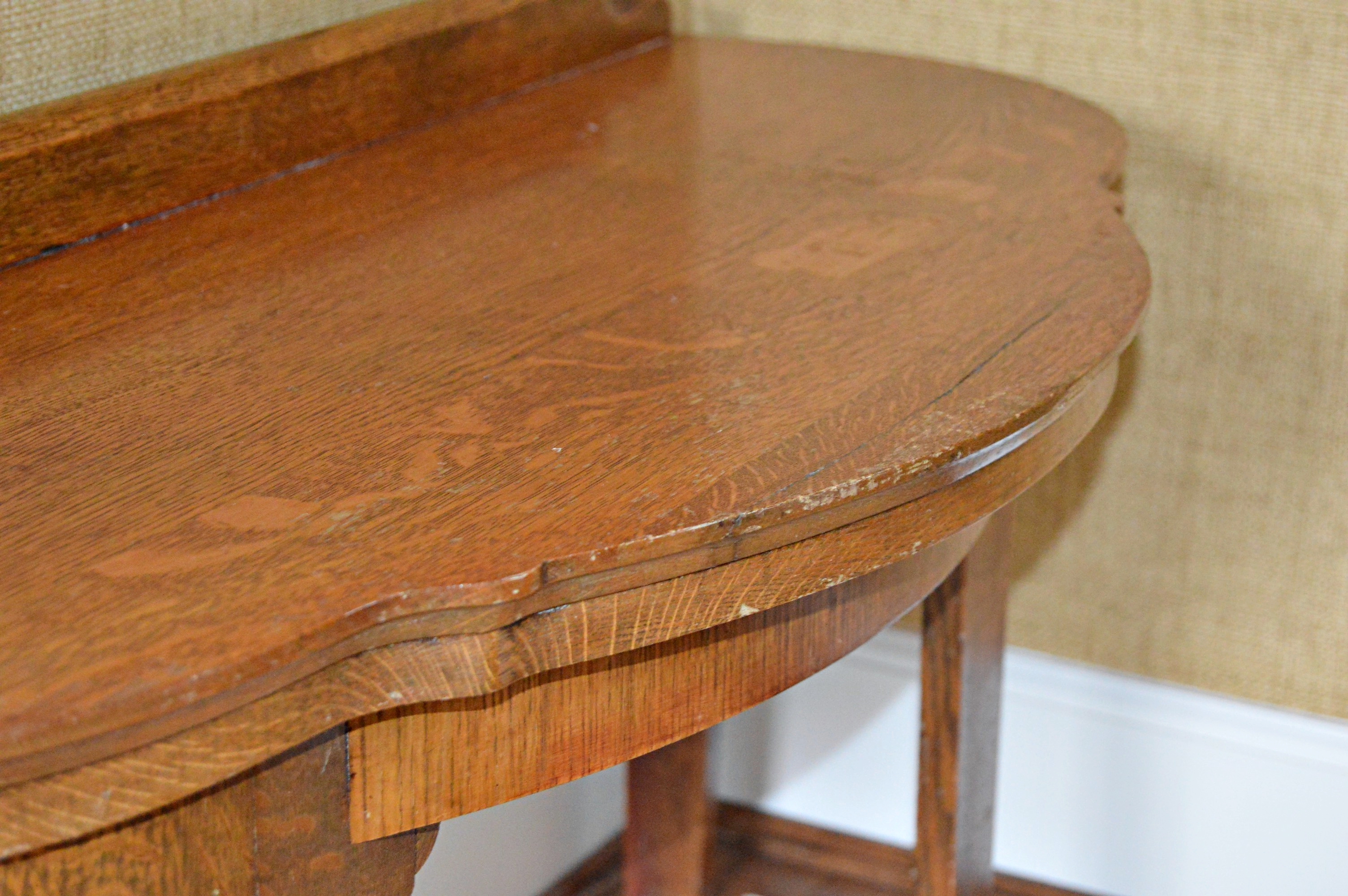 Antique Tiger Oak Demilune Table