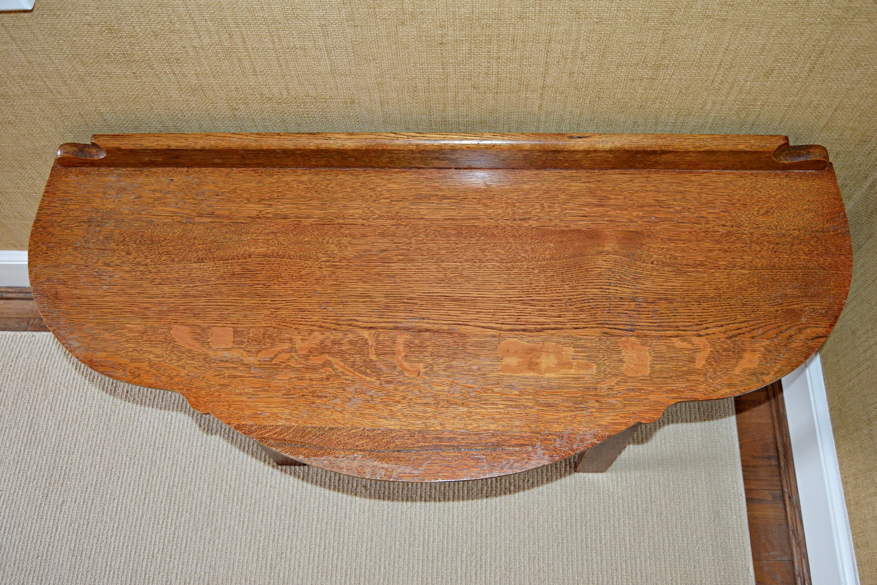 Antique Tiger Oak Demilune Table