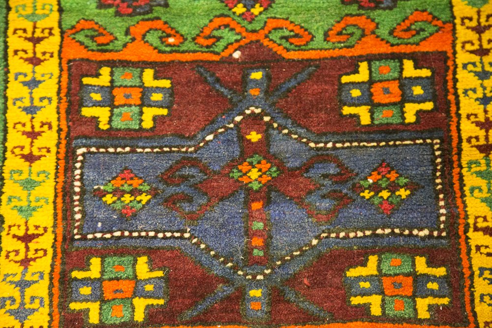 Vintage Hand-Knotted Fachralo Kazak Prayer Rug