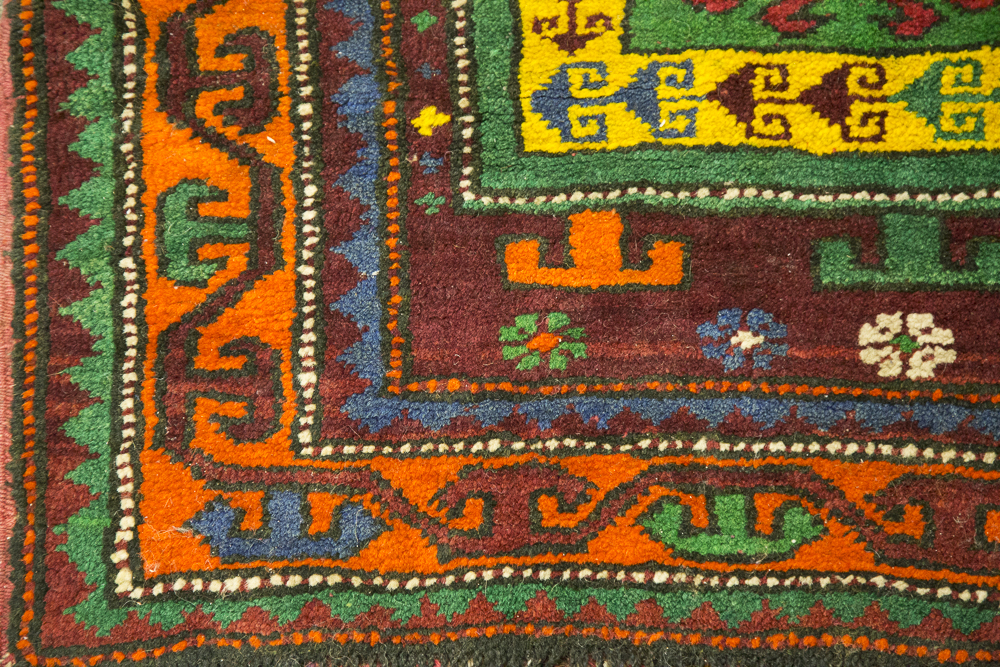 Vintage Hand-Knotted Fachralo Kazak Prayer Rug