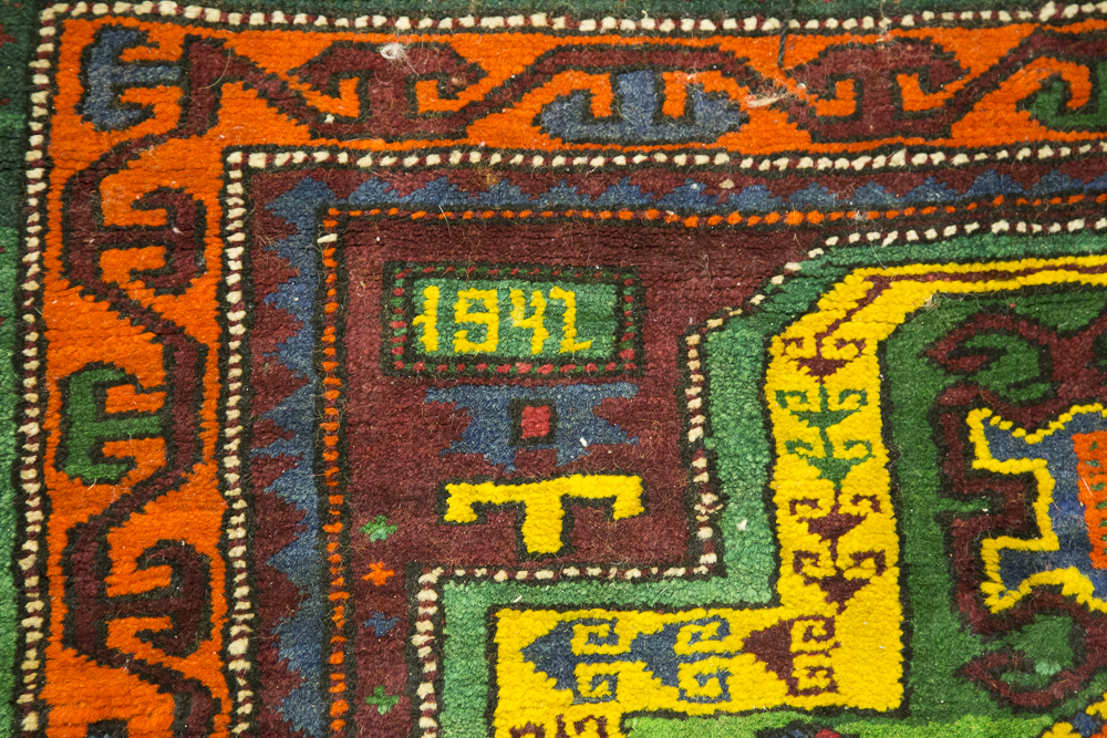 Vintage Hand-Knotted Fachralo Kazak Prayer Rug