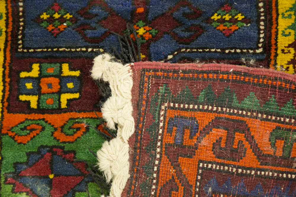 Vintage Hand-Knotted Fachralo Kazak Prayer Rug