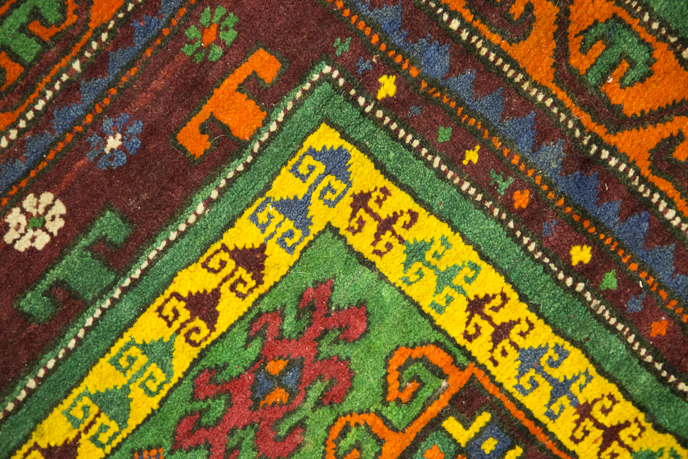 Vintage Hand-Knotted Fachralo Kazak Prayer Rug