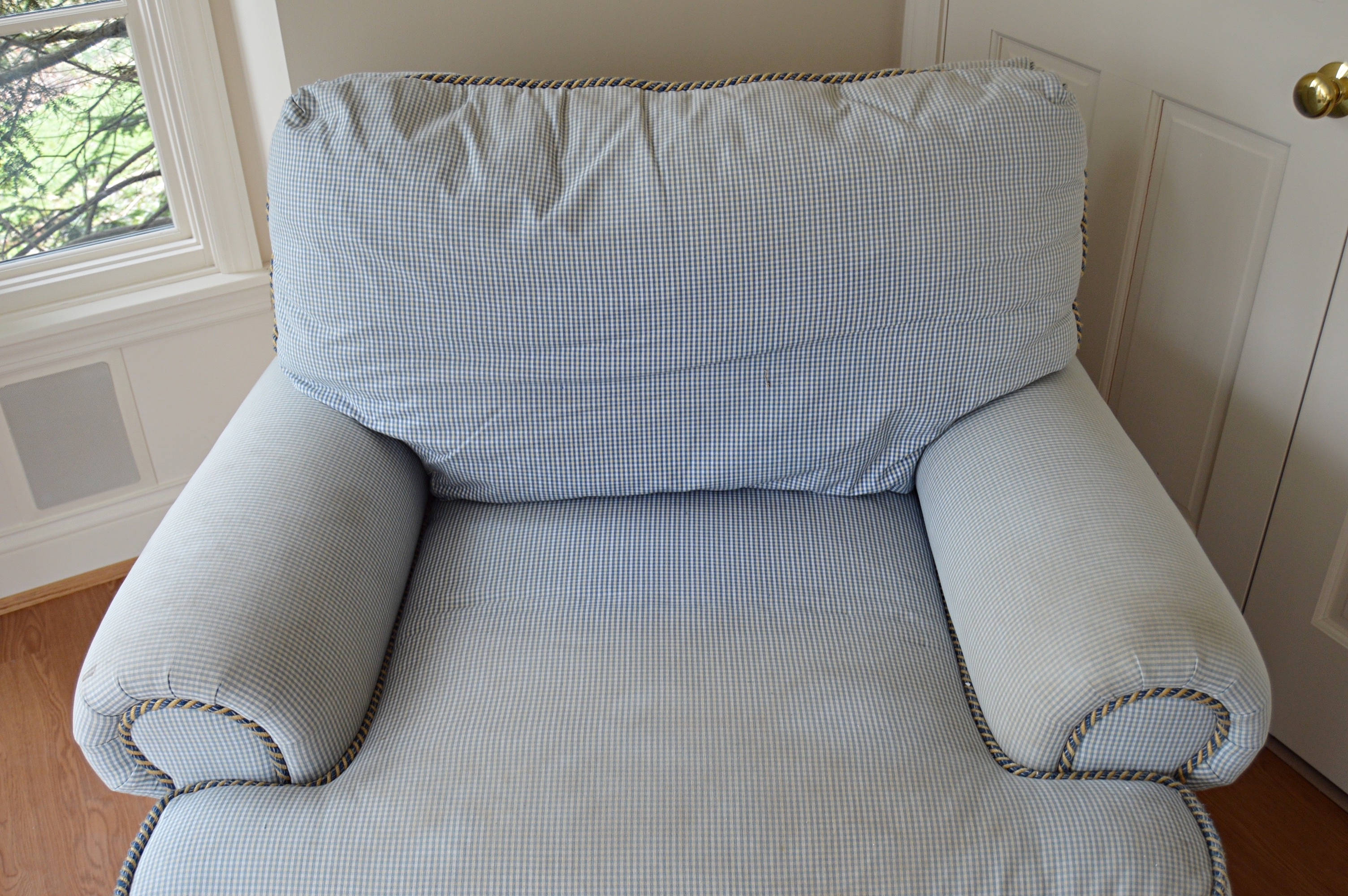 Blue and White Gingham Club Chair