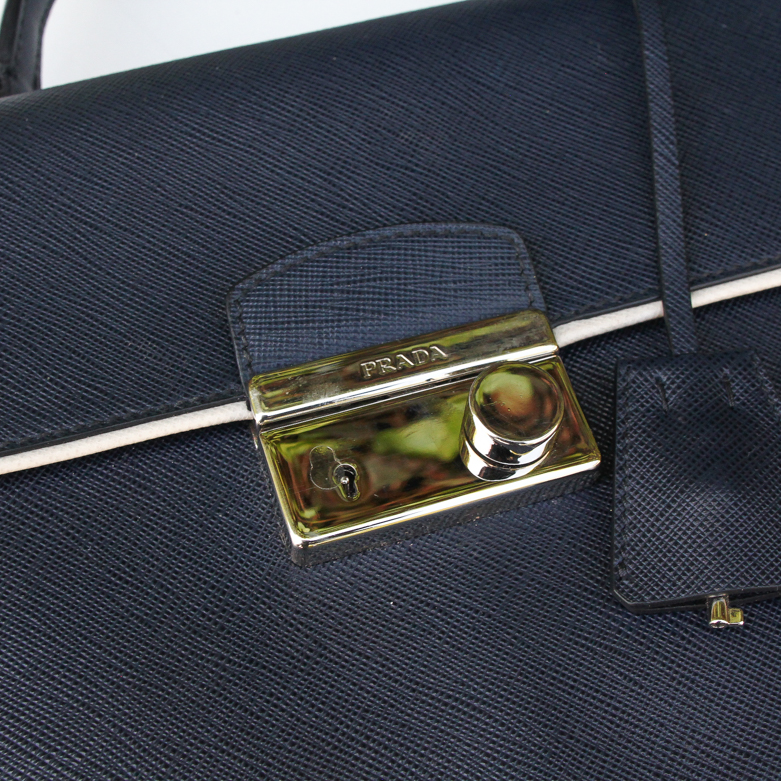 Navy Leather Handbag by Prada