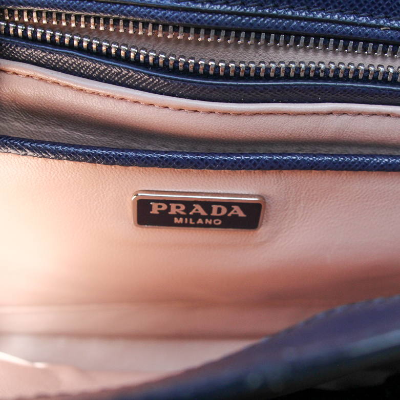 Navy Leather Handbag by Prada