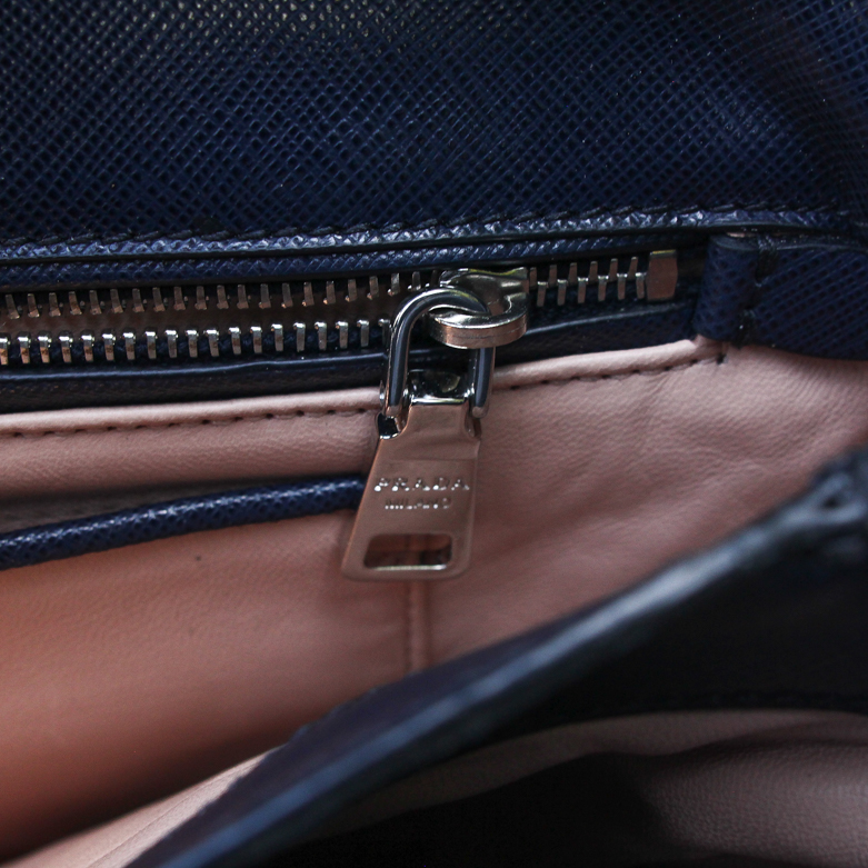 Navy Leather Handbag by Prada