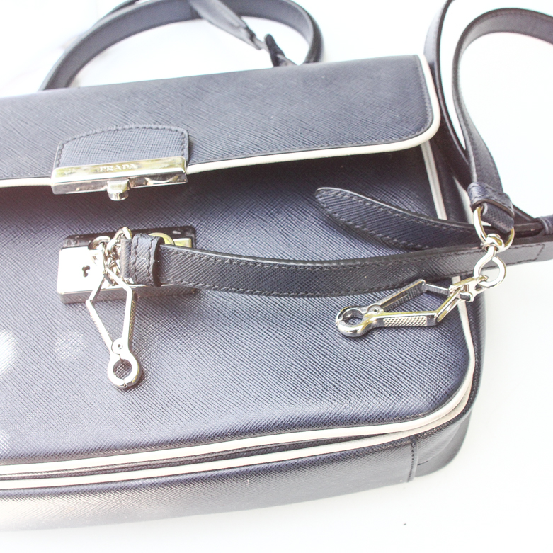 Navy Leather Handbag by Prada