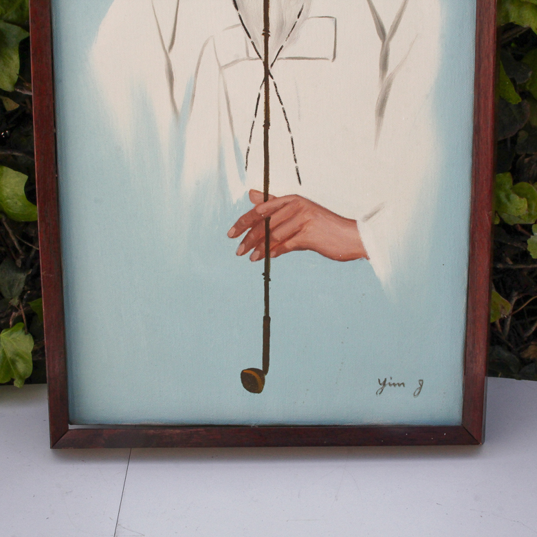 Signed Original Oil on Canvas Painting of Korean Yangban Man