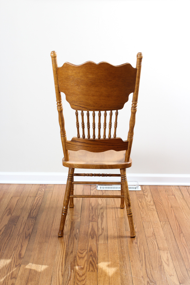 Vintage Oak Press Back Dining Chairs