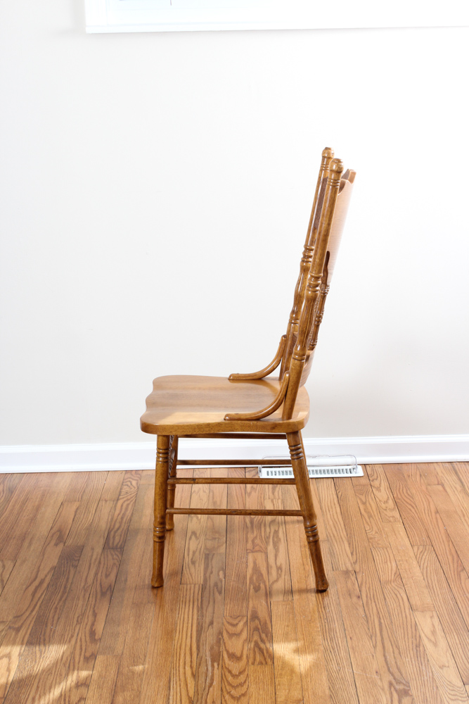Vintage Oak Press Back Dining Chairs