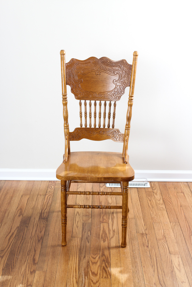 Vintage Oak Press Back Dining Chairs