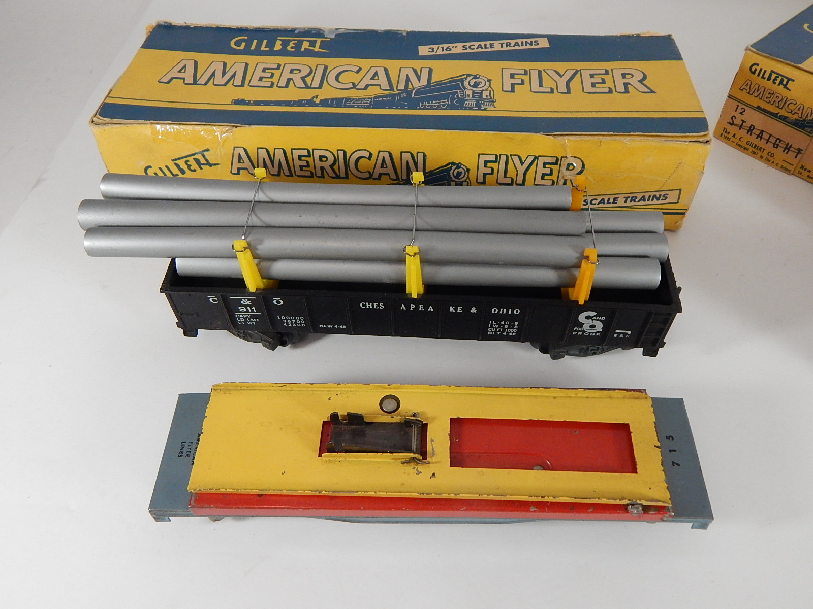 American Flyer S-Gauge Trains - Train Cars #637, #641, #715, #911