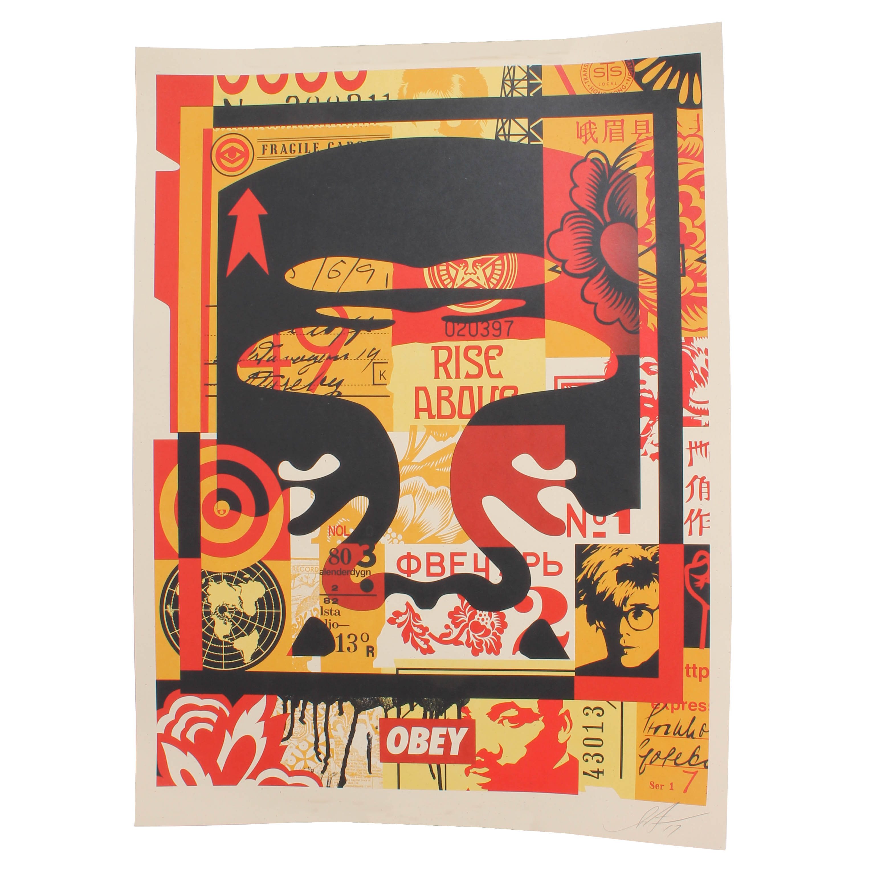 Shepard Fairey Giclee Prints "OBEY Three Face Collage"