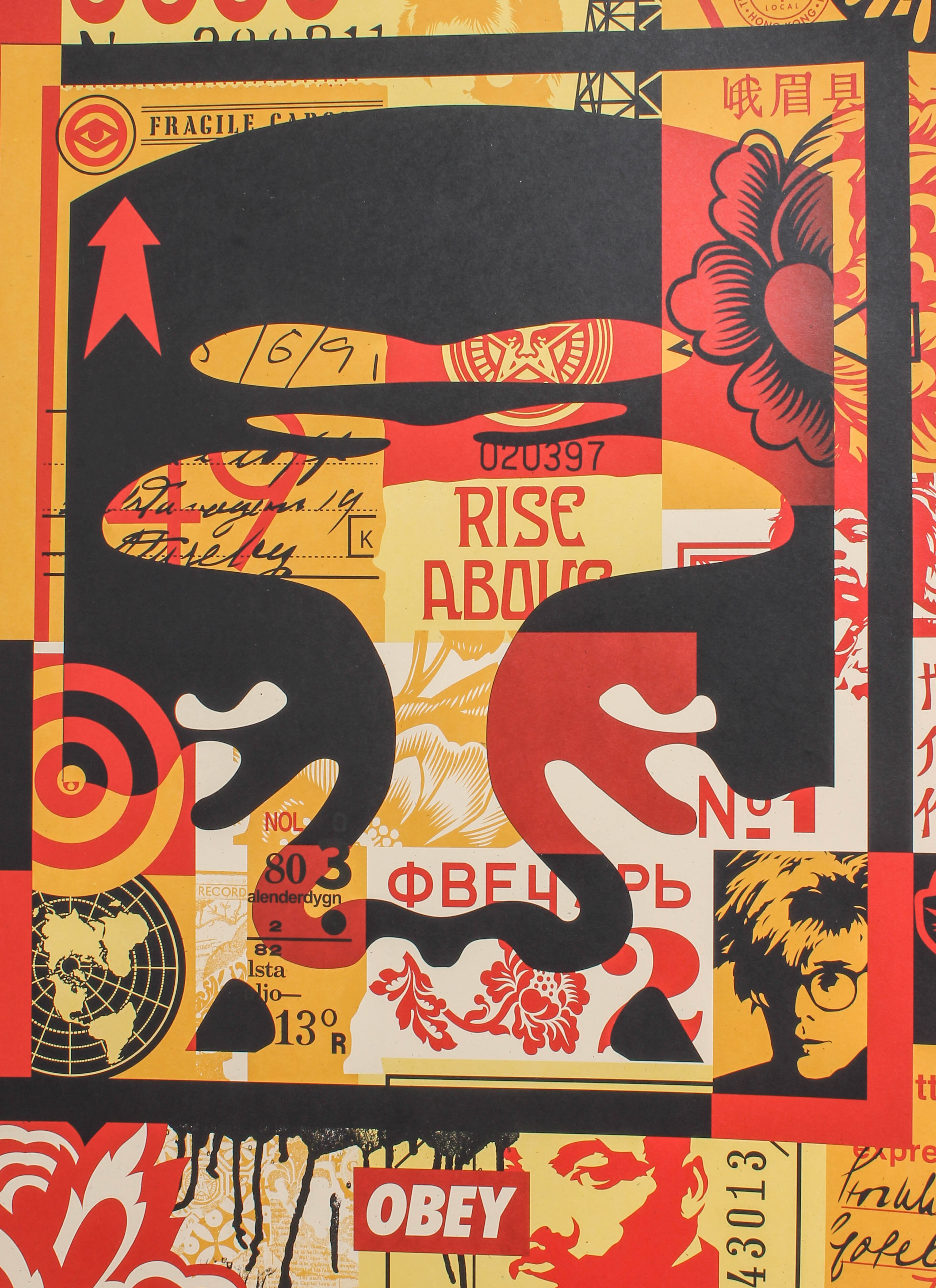 Shepard Fairey Giclee Prints "OBEY Three Face Collage"