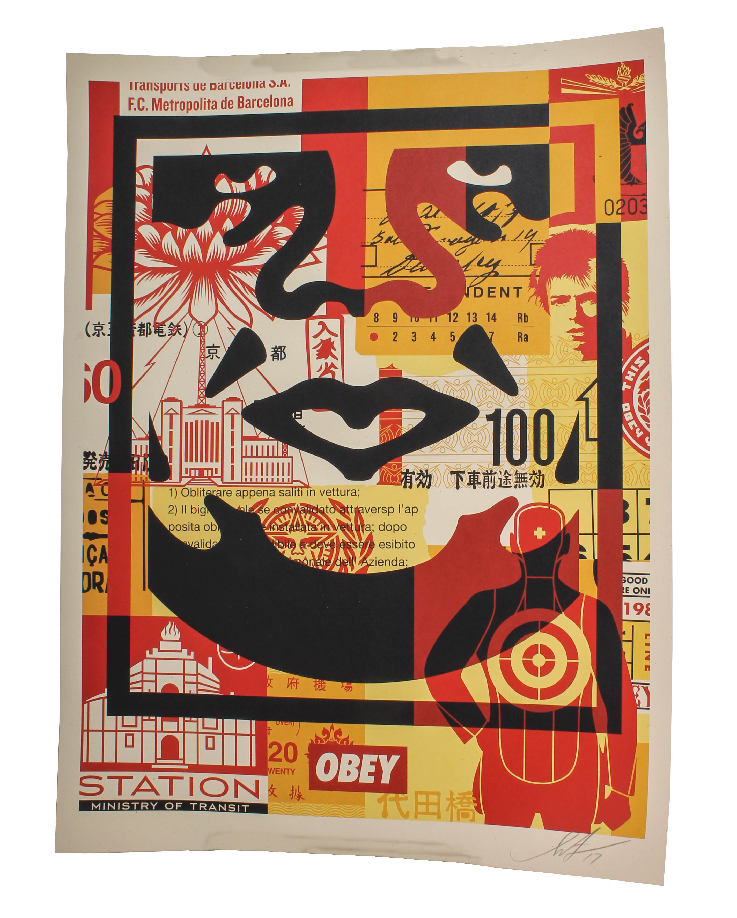 Shepard Fairey Giclee Prints "OBEY Three Face Collage"