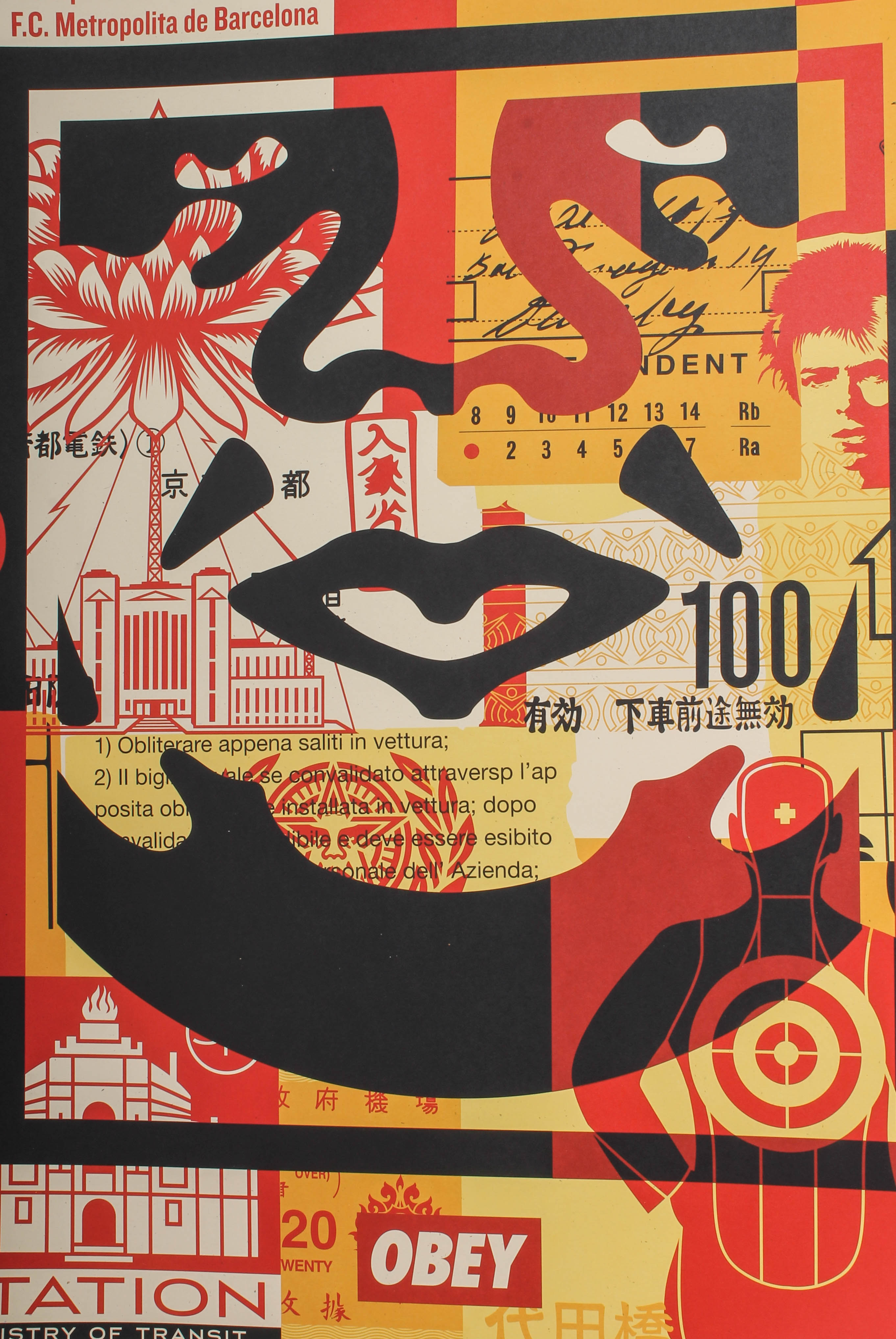 Shepard Fairey Giclee Prints "OBEY Three Face Collage"