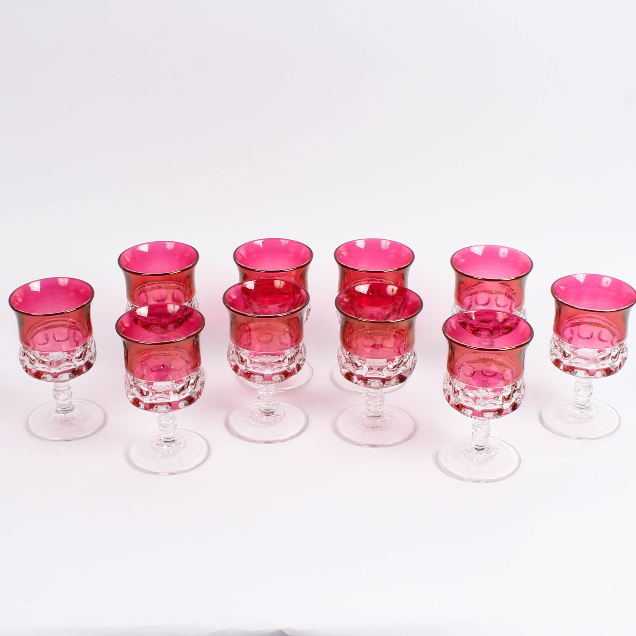 Set of Cranberry Glass Goblets