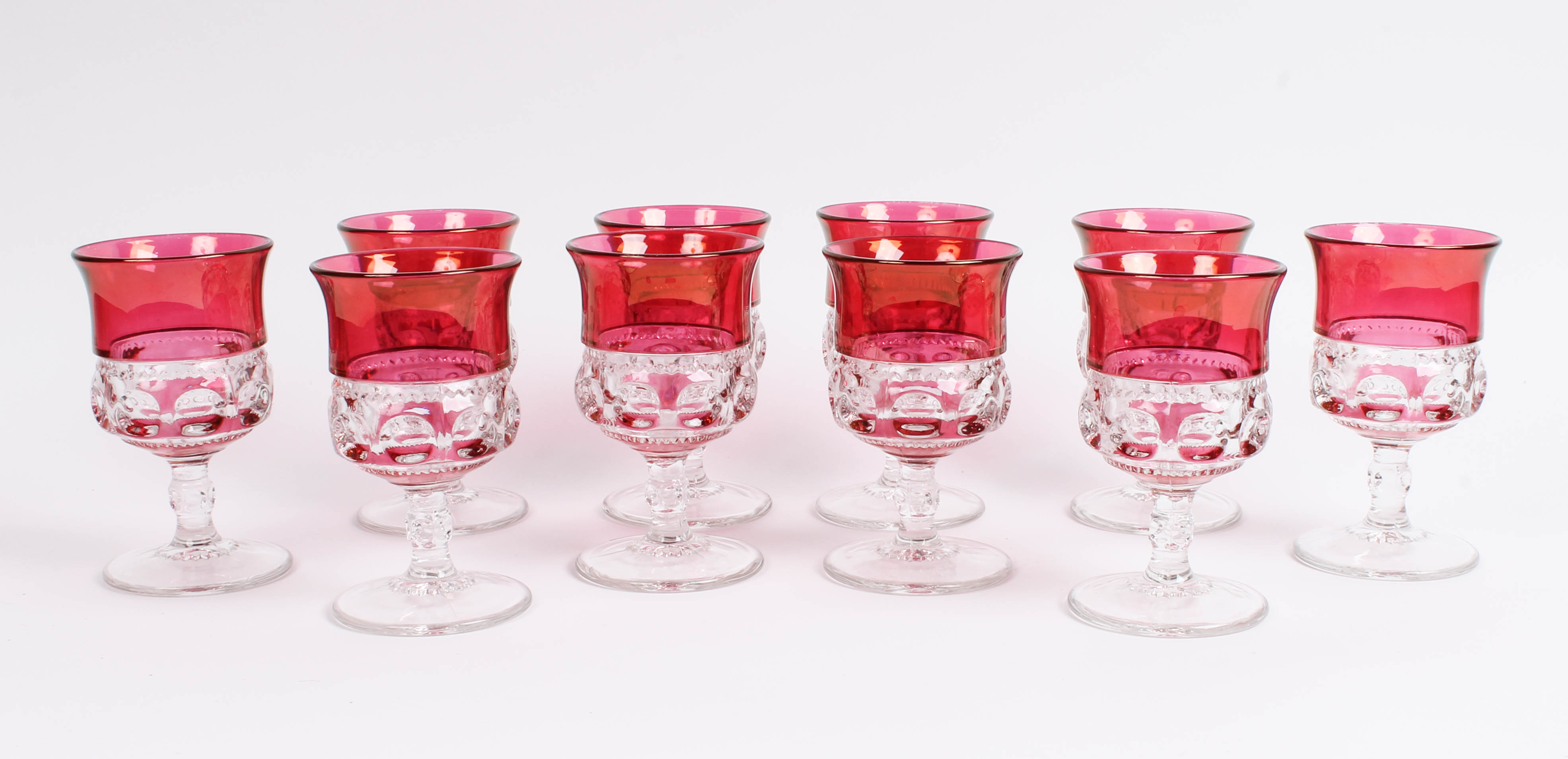 Set of Cranberry Glass Goblets