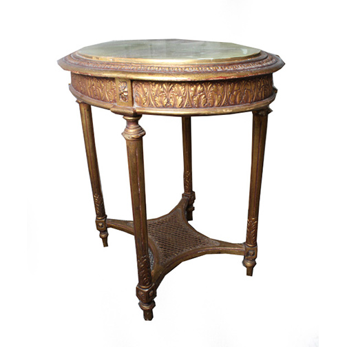 Ornate Louis XVI Style Marble Topped Accent Table