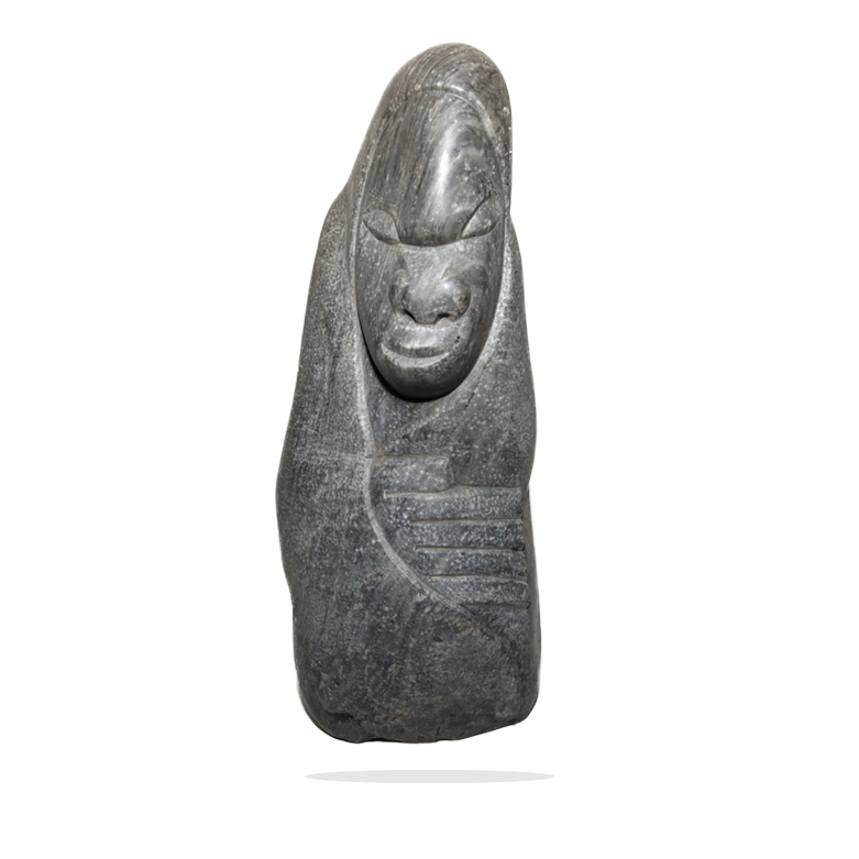 Carved Figure Serpentine Stone Sculpture by A. Muko