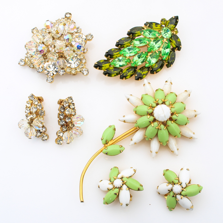 Vintage Rhinestone Costume Jewelry Including Weiss