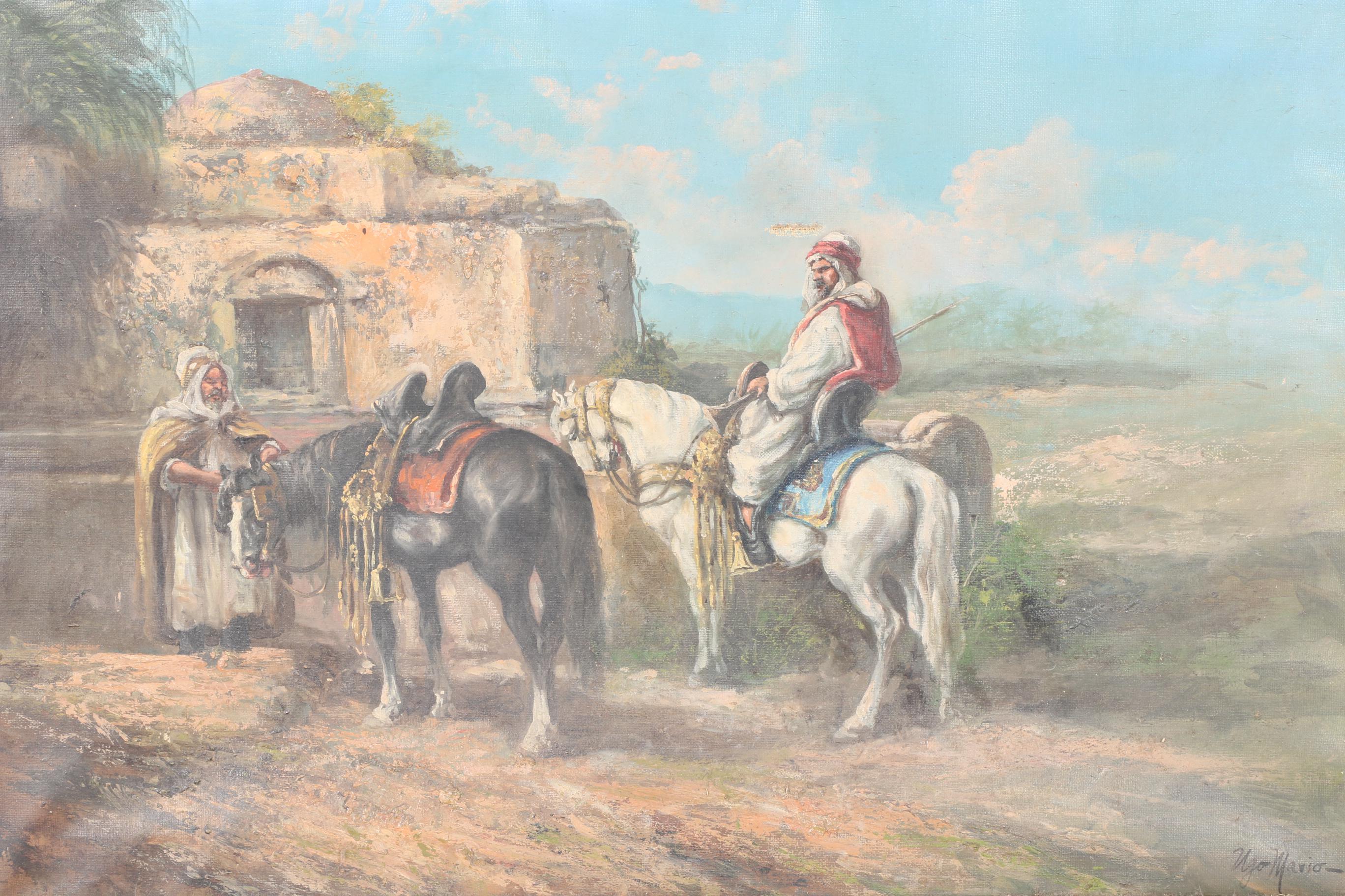 Ugo Mario Original Oil on Canvas "Pursuit of Tartars"