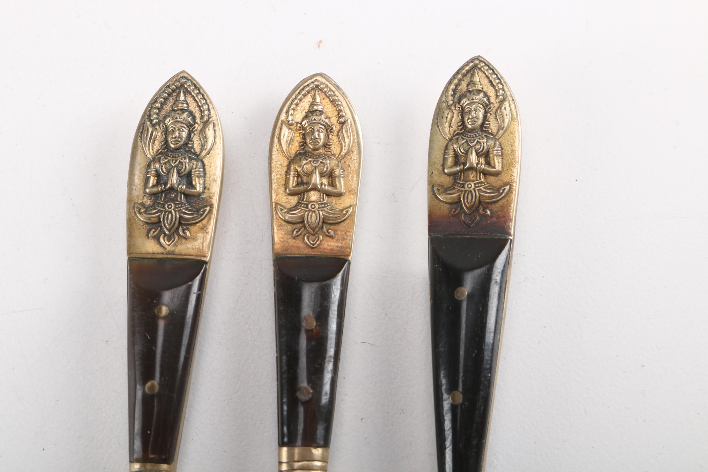 Vintage Thai "Willy" Brass and Wood Swizzle Sticks