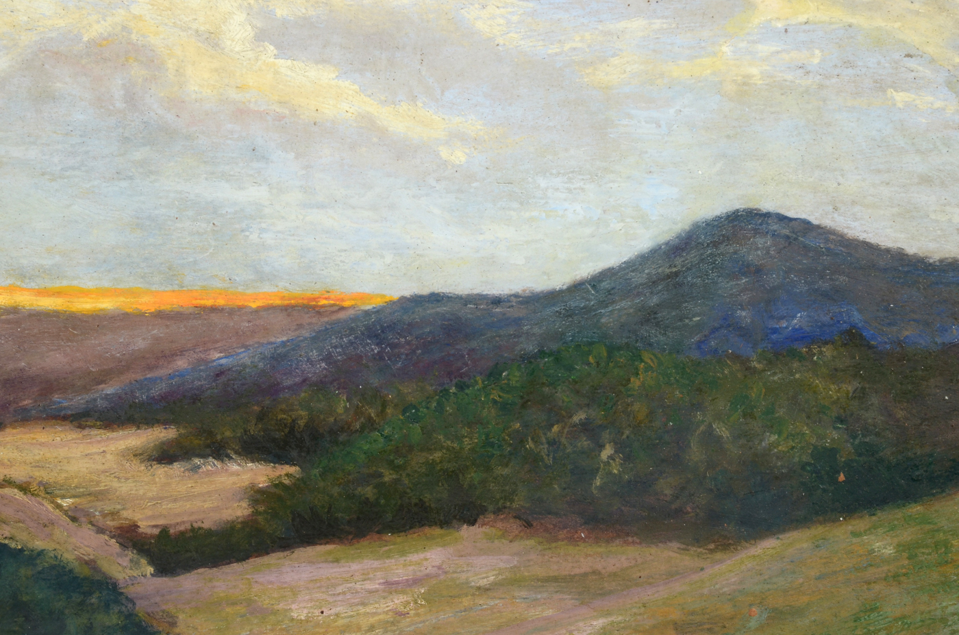 W. Woodward Original Tonalist Oil Landscape on Composite Board