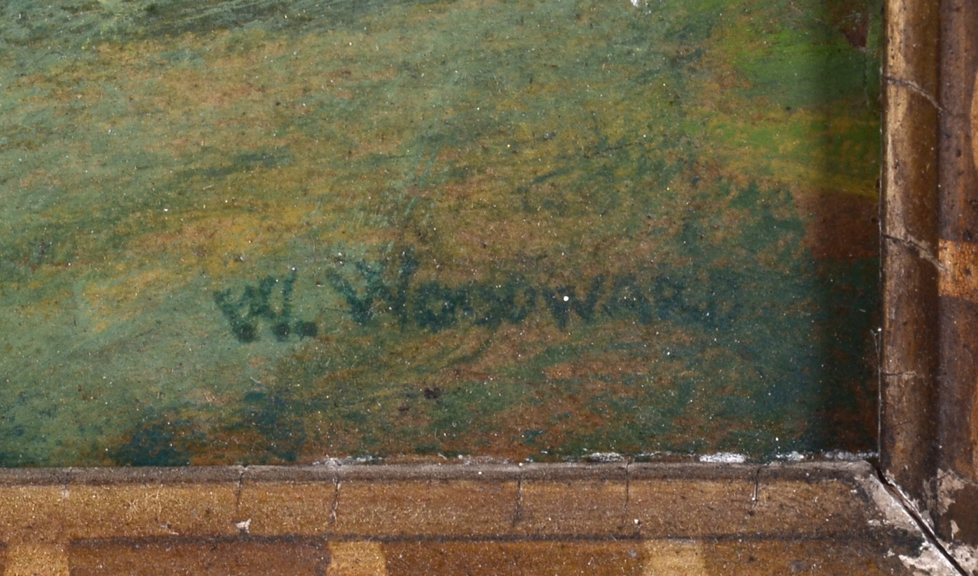 W. Woodward Original Tonalist Oil Landscape on Composite Board