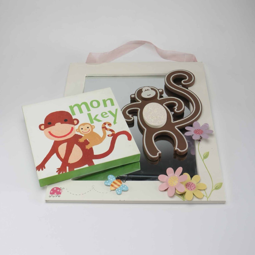 Monkey Nursery Decoration and Flower Mirror