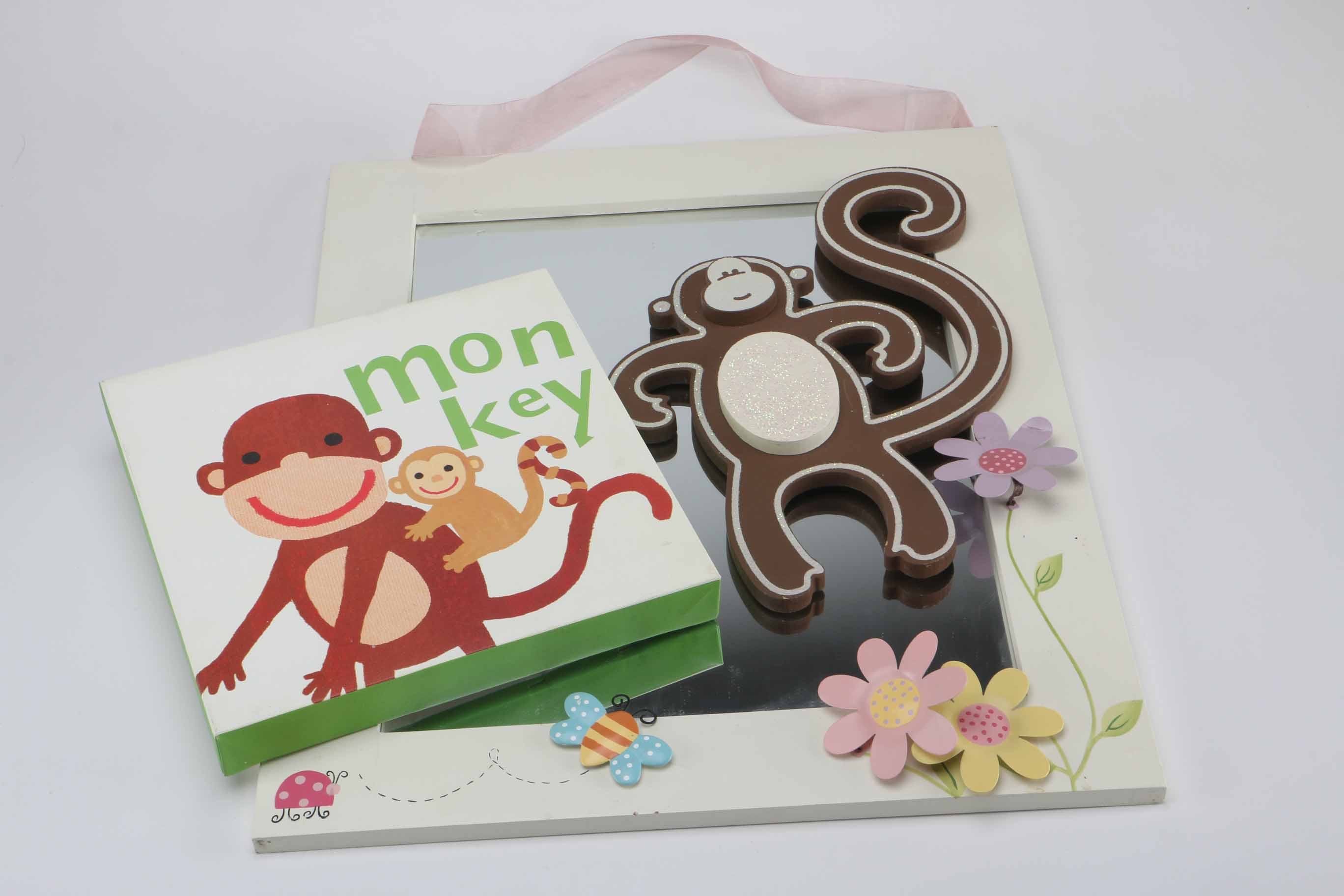 Monkey Nursery Decoration and Flower Mirror