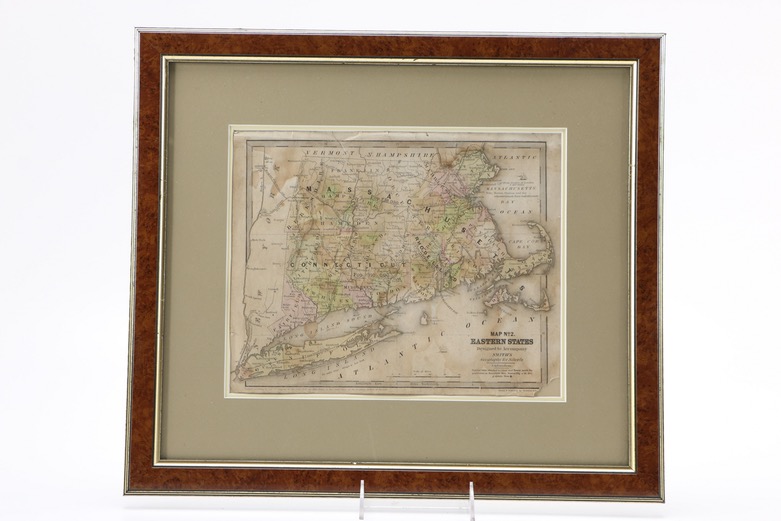 Hand-Colored Etching Map of Eastern States