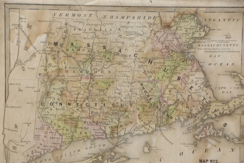 Hand-Colored Etching Map of Eastern States