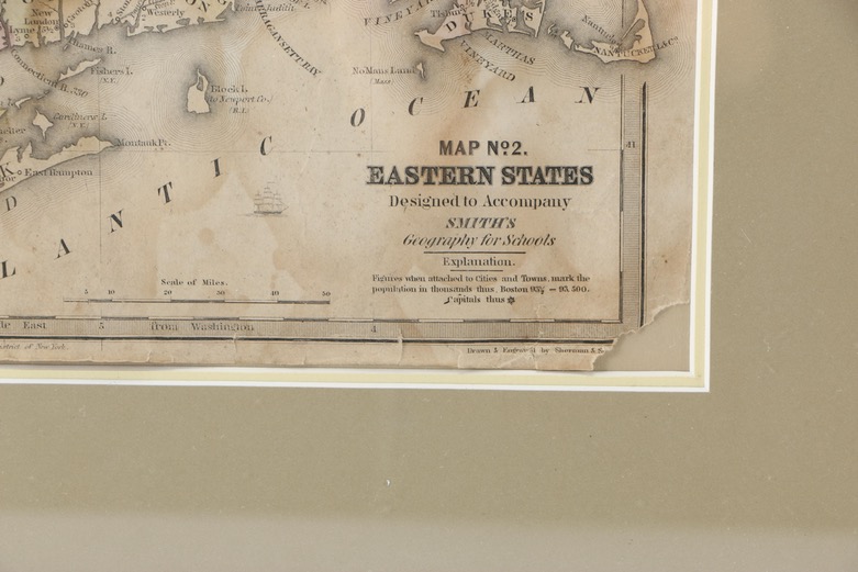 Hand-Colored Etching Map of Eastern States
