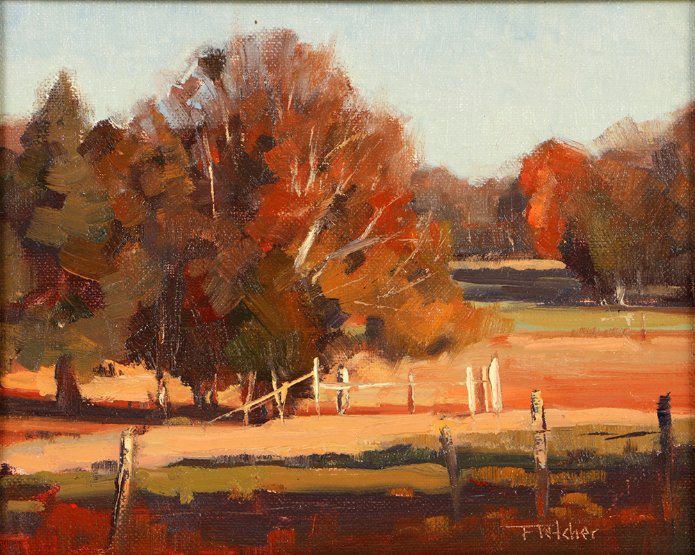 Bill Fletcher Oil Painting on Canvas Board "Autumn Fields"