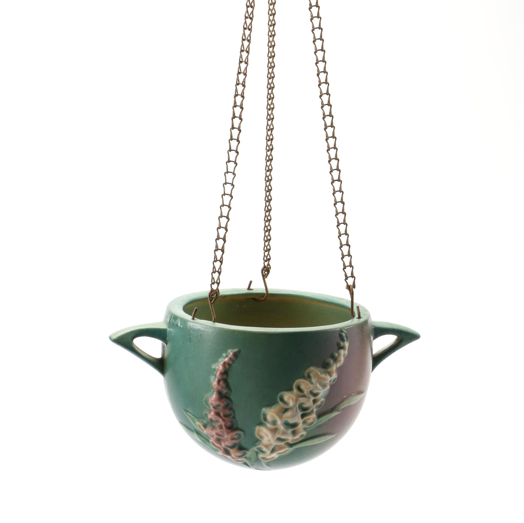 Roseville "Snowberry" Blue Hanging Planter